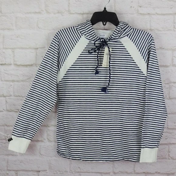 Nuevo con etiquetas Espléndida Sudadera con Capucha para Mujer Pullover a Rayas Salón Atletismo Activo Top XS Foto 3 de 4