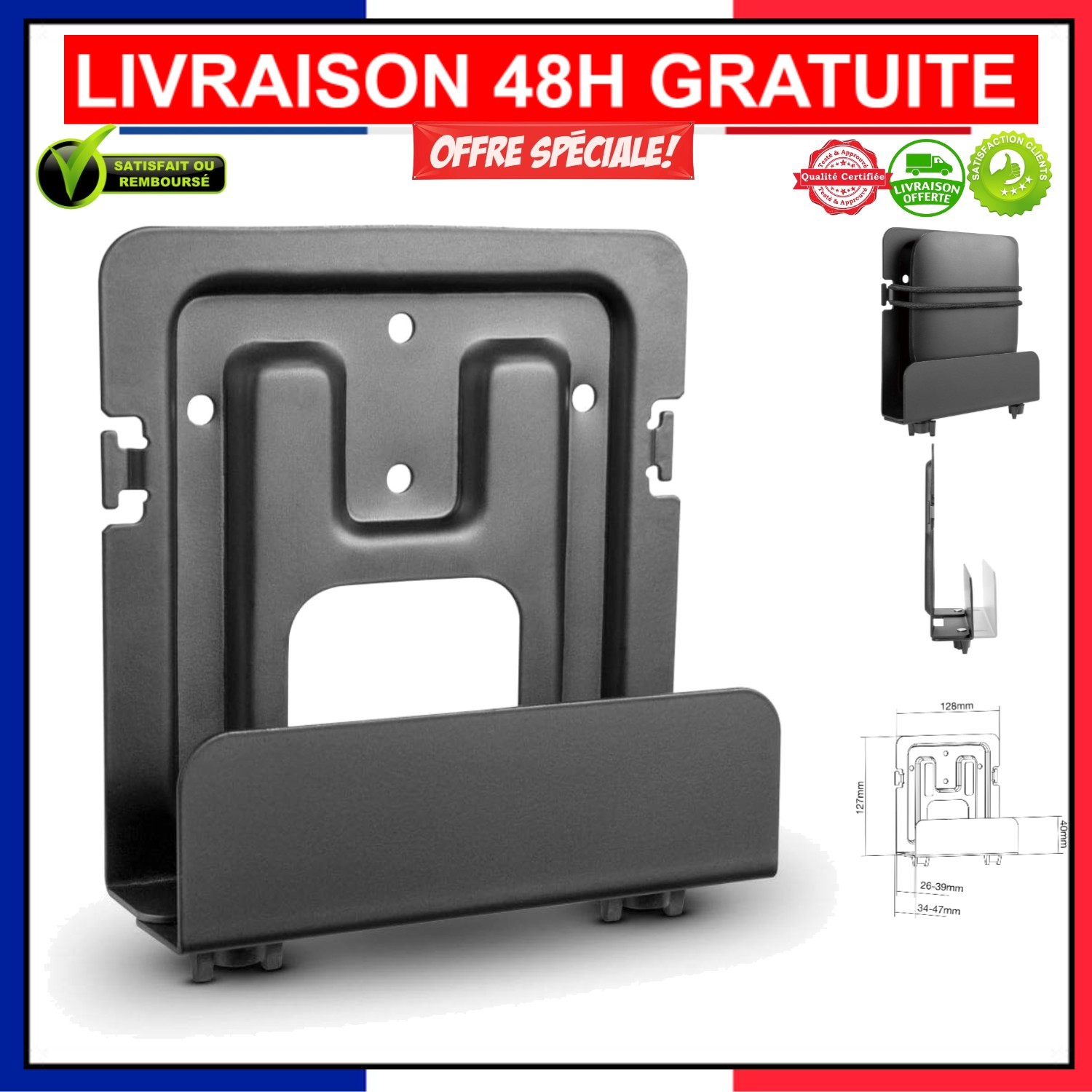 Support Streaming Métal à Profondeur Ajustable 32-46mm Installation Facile