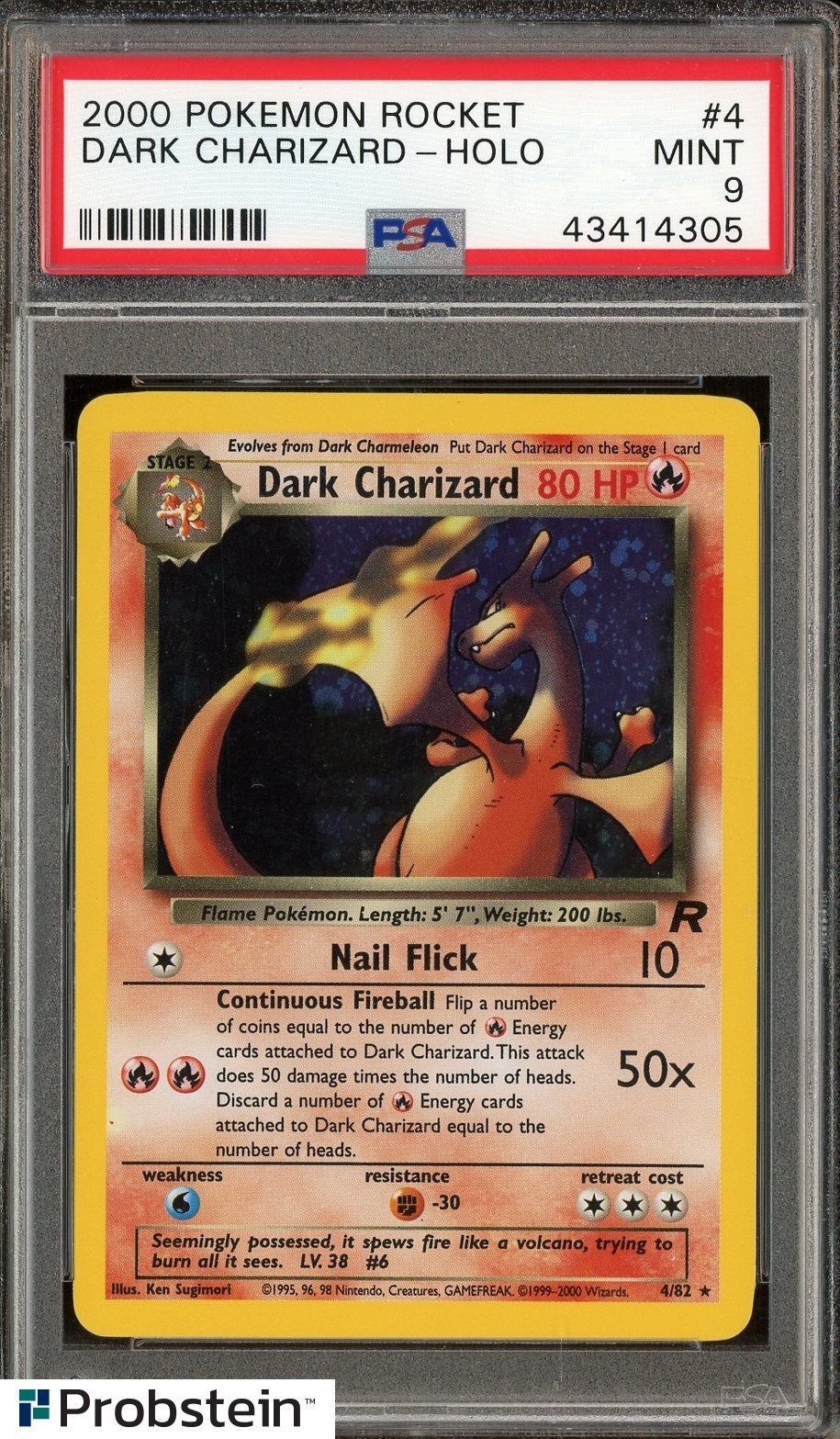 2000 Pokemon Rocket Dark Charizard Holo Rare #4 PSA 9 MINT