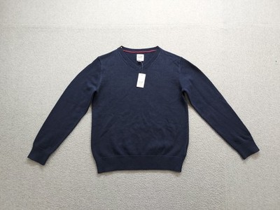 Gap Boys Sweater M Navy Blue Long Sleeve V Neck Pullover 100% Cotton Warm Wear