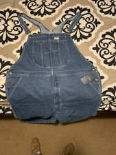 HISEA Blue Denim Bib Overalls 52W/32L 100 Cotton Workwear Made in China