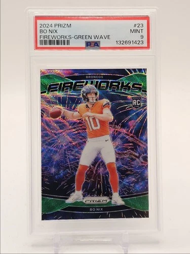 BO NIX 2024 PANINI PRIZM FIREWORKS ROOKIE GREEN WAVE RC PSA 9 Q5855