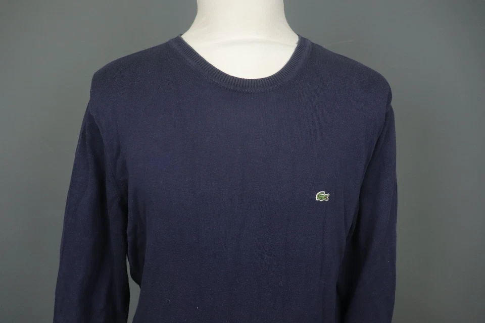 Lacoste Blue Cotton Knitted Ribbed Cuff & Hem Neck Crew Pullover Sweater Size 6 - Image 2 of 4