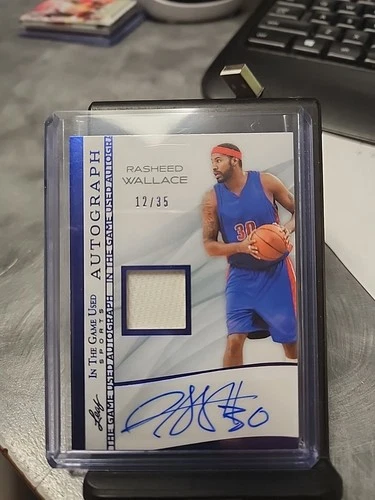 2025 Leaf In The Game Used Rasheed Wallace Jersey Auto 12/35 Detroit Pistons