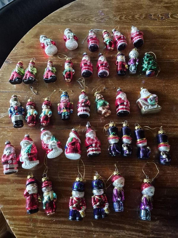 Vintage Christmas Ornaments lot of 38 Retro Glass Santas, Clowns, Mice More