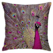 Square Pillow Case Throw Pillow Covers 18" x 18" Pack of 1 Magenta Peacock