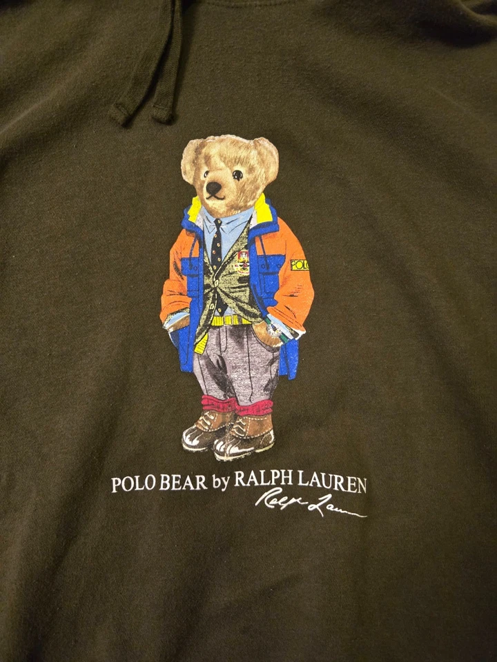 Polo Ralph Lauren 高科技 Polo 熊 卫衣 连帽夹克 大号 绿色 罕见 — 第 3/4 张图片