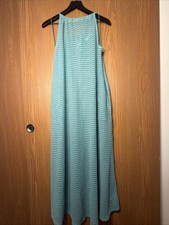 Women’s Blue Crochet Beach Cover Up Dress Size L. Boho Swimwear Sheer Summer