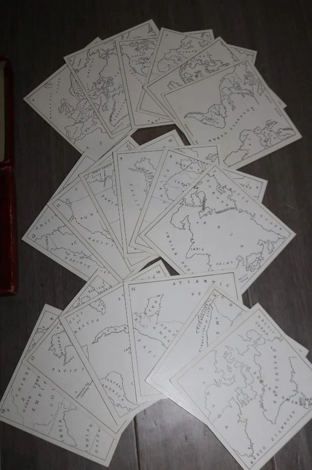 ANTIGUO 1907 ¿QUÉ O DÓNDE? JUEGO GEOGRAFÍA COMPLETO MILTON BRADLEY RARO Foto 4 de 4