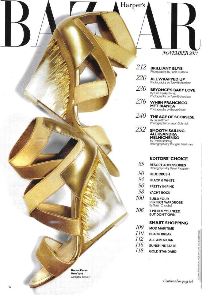 Harper's Bazaar Magazine Beyonce Women's Fashion Bags Shoes Bianca Jagger 2011 - Imagem 3 de 4