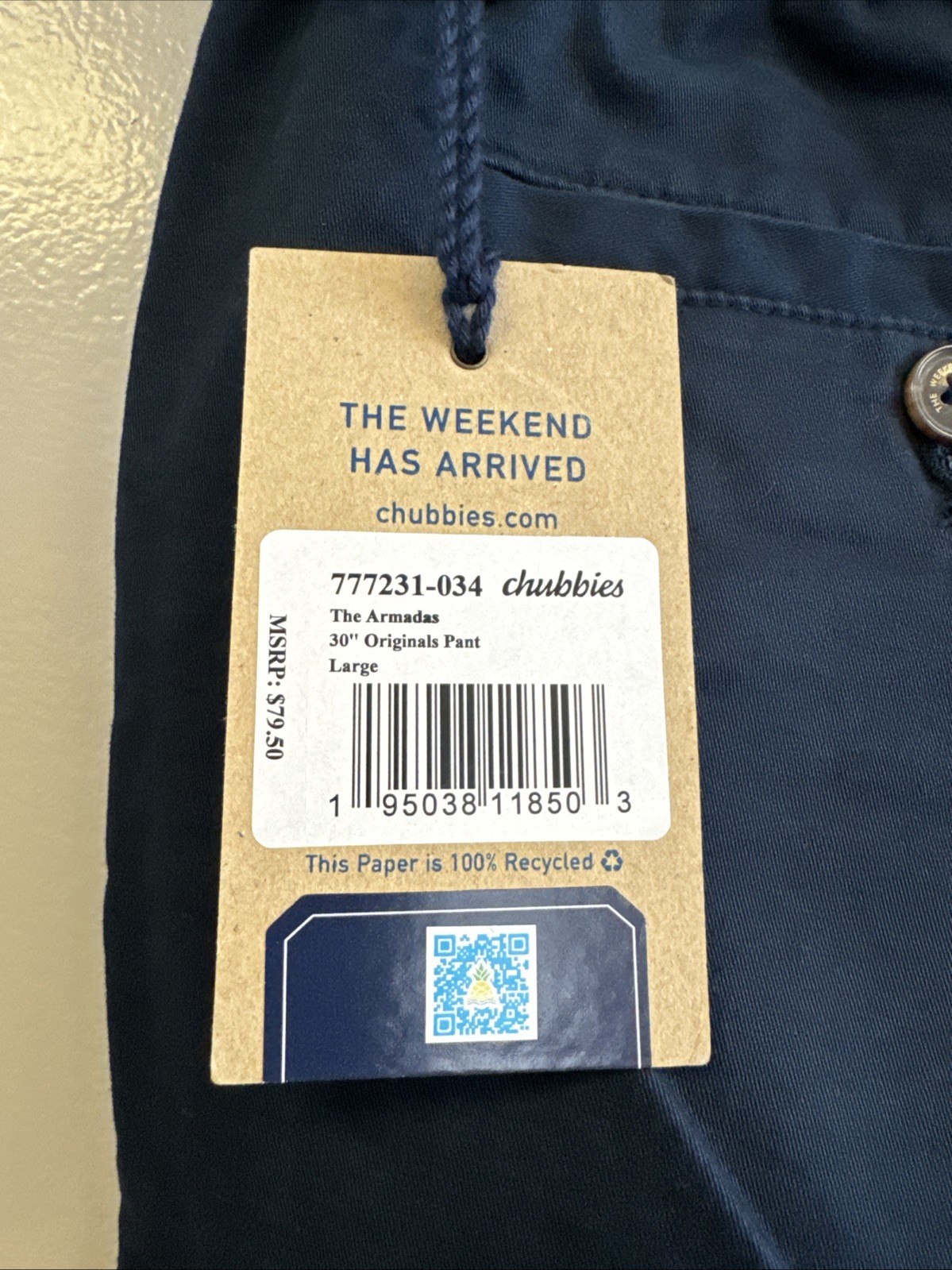 NWT Chubbies The Armadas Originals Pant Size Large