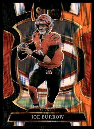 2025 Panini Select #57 Joe Burrow Black and Orange Prizm Shock