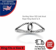 Sterling Silver 925 Link Knot Rope Ring Band Size 8
