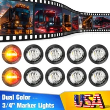 10x 12V LED Trailer Marker Lights Red Amber Bicolor Round Bullet 12V Truck 3/4"