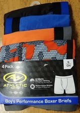 NWT ATHLETIC WORKS Set of 4 BOYS Performance Boxer Briefs SMALL 6-7 Wicking