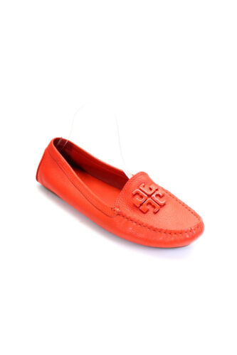 Tory Burch Womens Leather Flat Moccasin Drivers Loafers Red Orange Size 9.5 - Picture 1 of 5