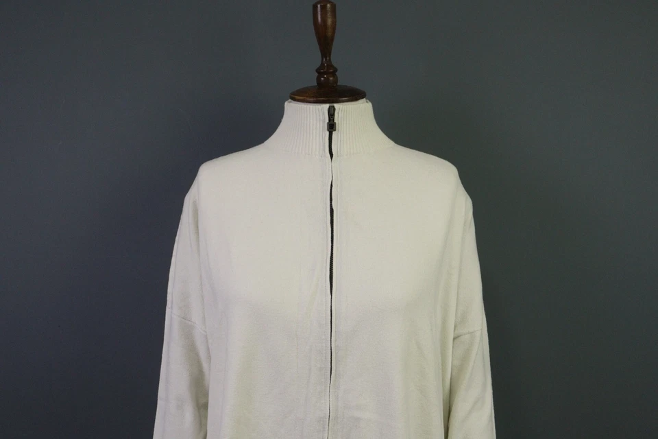 SARAH PACINI белый вискозы трикотажа высоты шеи Lagenlook полный молнии свитер один размер - Изображение 2 из 4