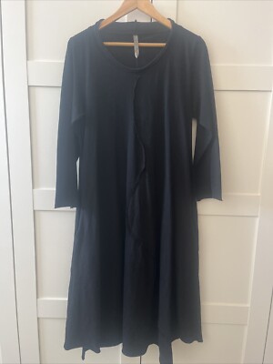 Cynthia Ashby S Black L/S Maxi Lago Dress Lagenlook Cottagecore Whimsy  Gothic