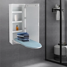 Wall Ironing Board, Wall Mount Iron Board Holder, and Storage & Mirror Hide Away