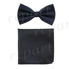 Men's Pre-tied Bow Tie  hankie set checkers black black wedding formal prom