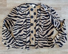 Chico's Zebra Print  Polka Dot Zip Up Collarless Jacket Women's Size 2