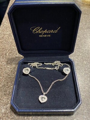 Chopard Happy Diamanten Herz Halskette und Ohrringe (NBW) Weißgold 18k im Karton  