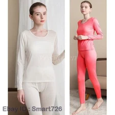 Women Wool Thermal Underwear Long Johns Set Base Layer Top & Bottoms Sets