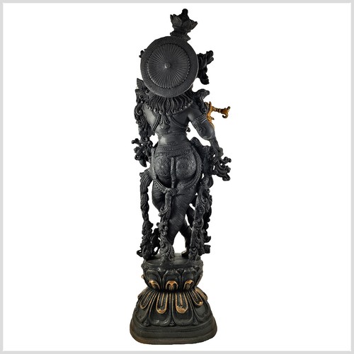 Feinverzierter Krishna - 76cm 16kg Messing schwarzgold Ganesha Shiva Hanuman - Picture 5 of 7