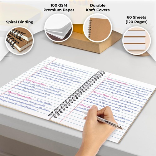 6 Pack Spiral Notebook 8.3"x5.8" Ruled Paper Notebooks for School Office Writing - Picture 9 of 9