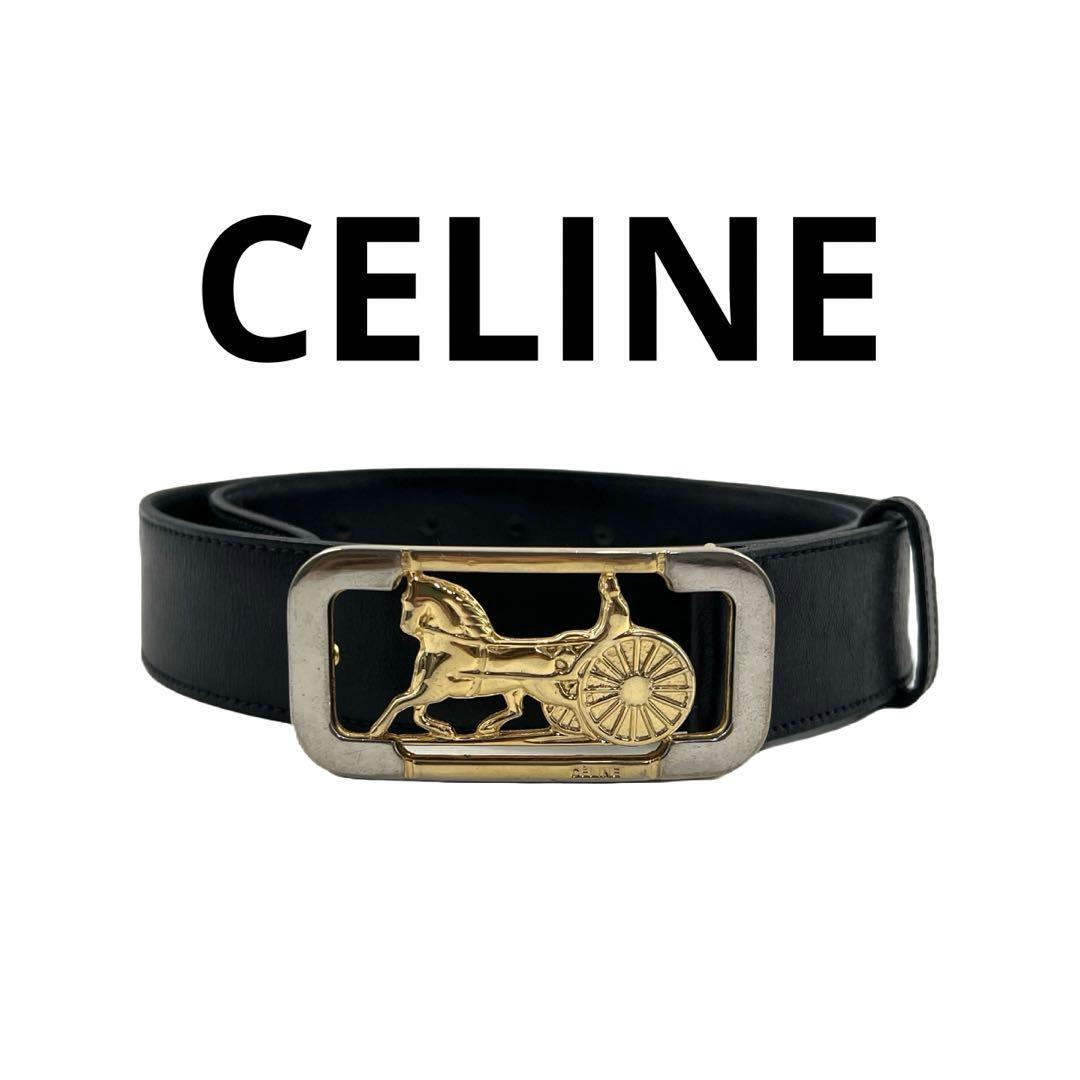 CELINE Vintage Black Leather Belt for Men CELINE Celine CELINE Vintage Black Leather Belt for Men CELINE Celine