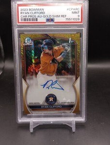 2023 Bowman Chrome Ryan Clifford GOLD SHIMMER AUTO /50 #CPARC Mets PSA 9 1st
