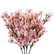 Uieke 4Pcs Artificial Cherry Blossom Flower, Silk Peach Flowers Fake Plants A...