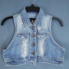 Decree Teen Youth Denim Vest Blue Size L