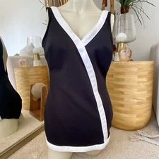 VTG Carriage Court Black One Piece Swimsuit Size 14 60s 70s Union Label 1960s L
