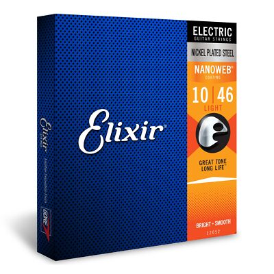 Elixir Electric Guitar Strings Light Nickel Plated Steel NANOWEB Coating 1 Pack