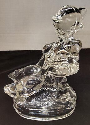 Vintage L. E. Smith Clear Glass Hummel Look  Little Girl Two Geese Figurine...