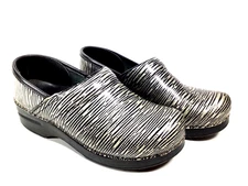 Dansko Twine Patent Metallic Striped Clogs Womens EUR Size 38 US 7-7.5 Nursing