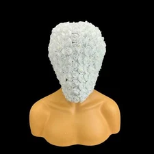 STUDDED FLORALS FULL FACE OVER THE HEAD MASQUERADE MASK HAUTE COUTURE - WHITE