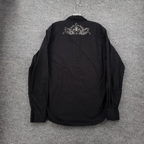 Guess Button Up Shirt L Large Black Long Sleeve Grunge 2000s Y2K - Picture 2 of 13