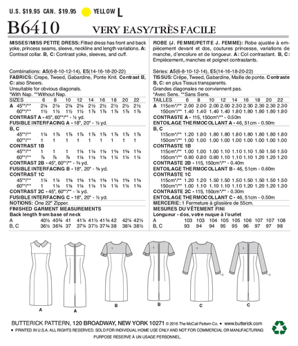 Butterick Very Easy SEWING PATTERN B6410 Misses/Miss Petite Dress 6-14 Or 14-22 - Picture 8 of 8