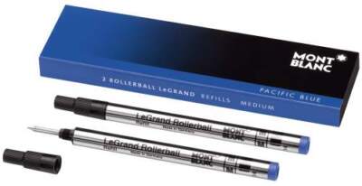2x MONT BLANC LE Grand Rollerball Mine Stärke M mittel Blau ROYAL BLUE neu