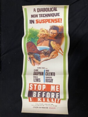 Stop Me Before I Kill Original Insert movie poster 1961- Claude Dauphin