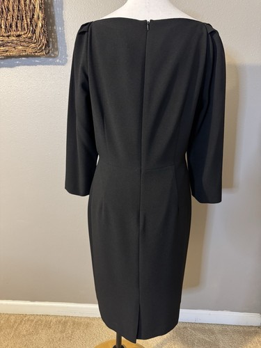 Alex Marie Dress 16 Black 3/4 Long Sleeve Stretch Sheath Washable NEW - Picture 8 of 13