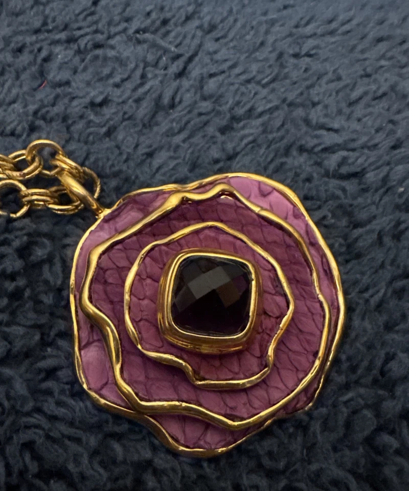 Collar Colgante Kara Ross para Kara Metálico Lagarto Pitón Rosa Flor Joyería * Foto 2 de 4