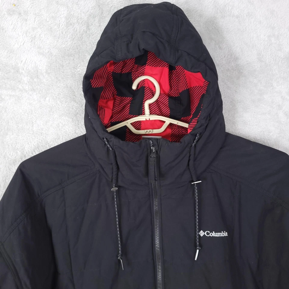 Chaqueta Columbia Para Hombres 3XL Negra Con Capucha Aislada Búfalo Forrada a Cuadros Cremallera Parka Foto 4 de 4