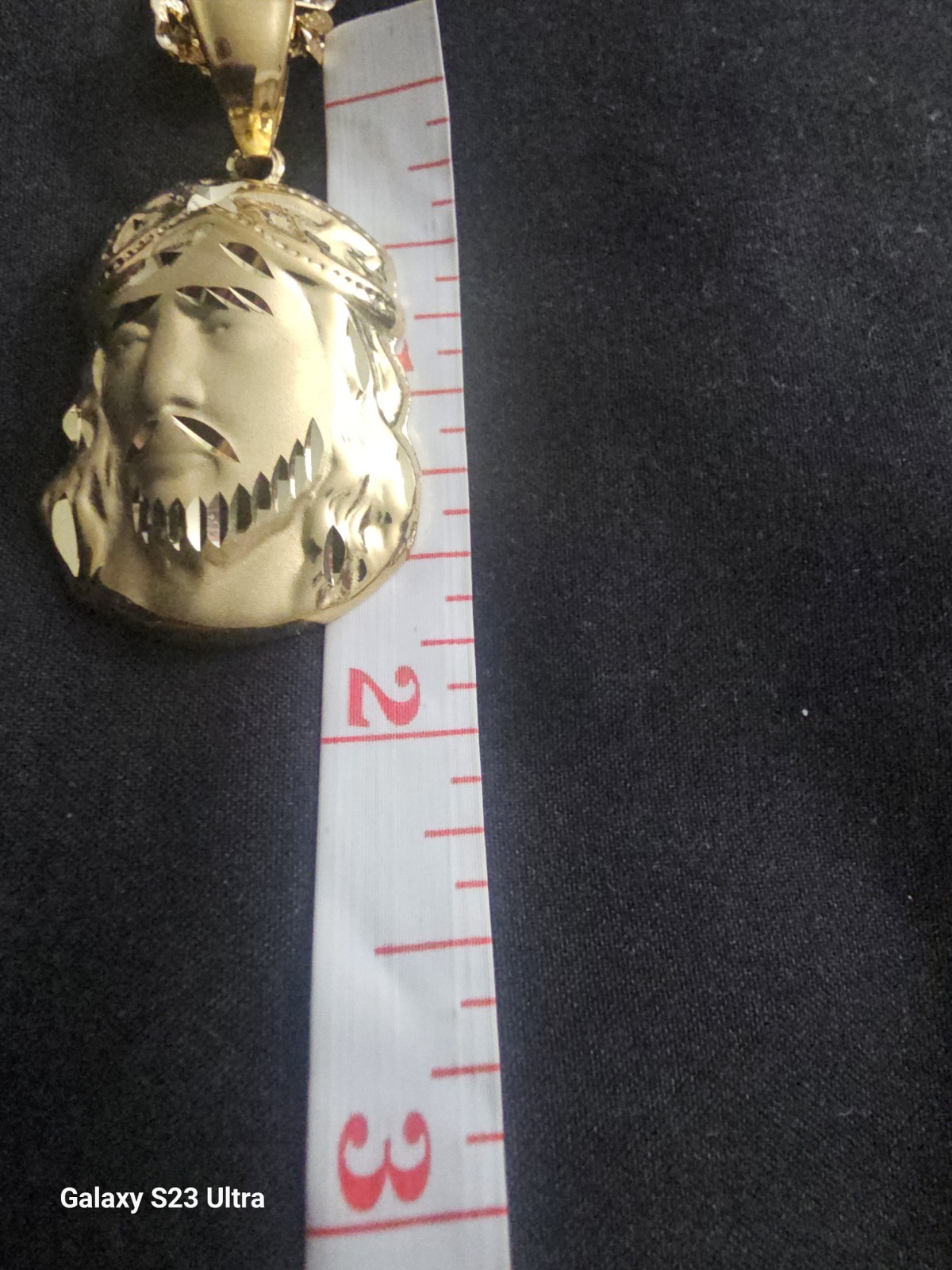 20in.14k Gold-Plated brass- 5.9mm  Mariner Chain w/Jesus face Pendant image 5