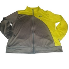 Under Armour Youth Size Large Gray Neon Green Full Zip Track Jacket LIGHT FLAWS
