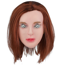 Ghost Realistic Human Face Latex Mask With Short Wig Halloween Horror Costume