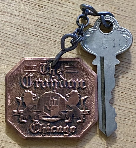 VTG Croydon Hotel Chicago Original Room Key & Tag Fob ILCO #1510 40’s-60’s