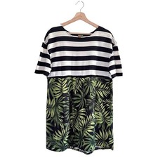 FARM Rio Tropical Stripe Dress Cotton Linen Relaxed Mini Medium Beachy Vacation